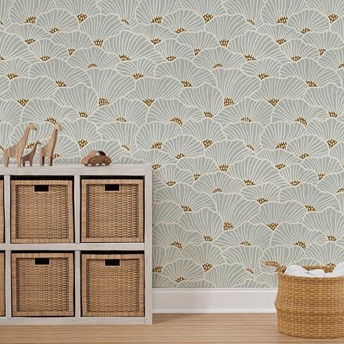 Miniatura 10 de Spoonflower Muestro de papel tapiz extraíble - Flores neutras modernas líneas geométricas suaves costeras a gran escala papel pintado prepegado