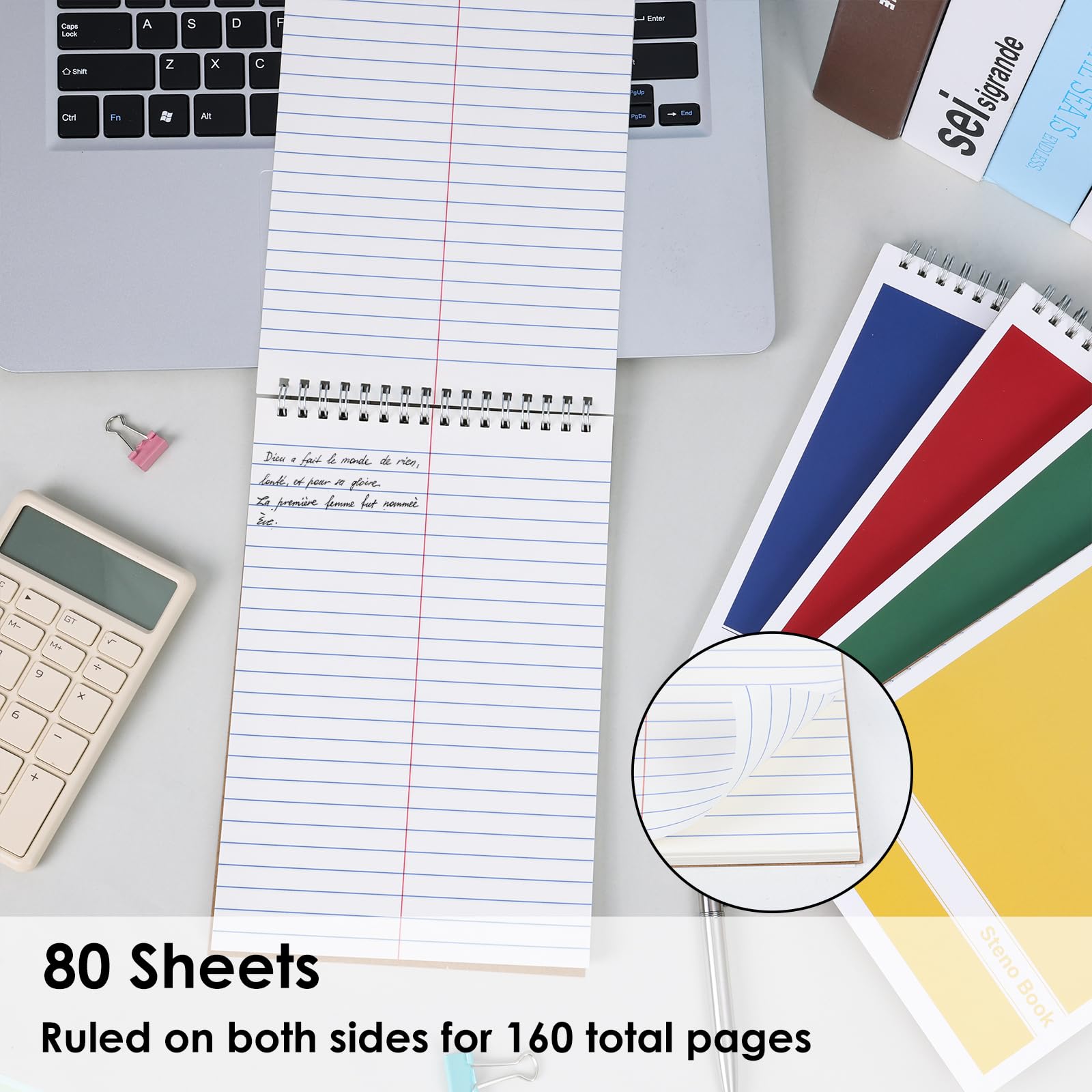 Cuadernos Estudio Universidad Blocs Steno EOOUT - Pack 15 Unidades 6x9 Pulgadas - Hojas Con Regla Gregg Para Notas Oficina Universidad Escuela