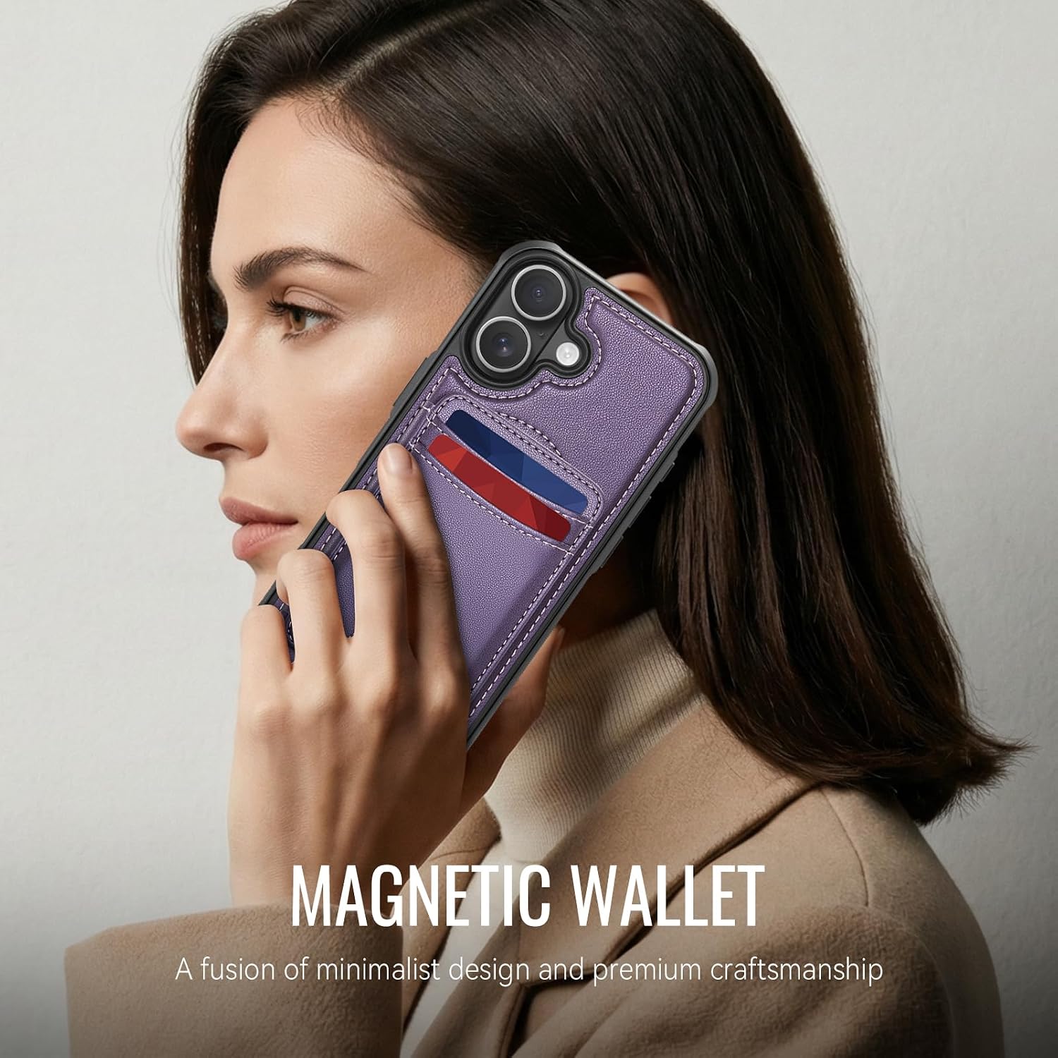 for iPhone 17 Wallet Case Compatible with Magsafe, Magnetic RFID Blocking Card Holder Kickstand 2 in 1 Detachable Case for iPhone 17 6.3", Purple