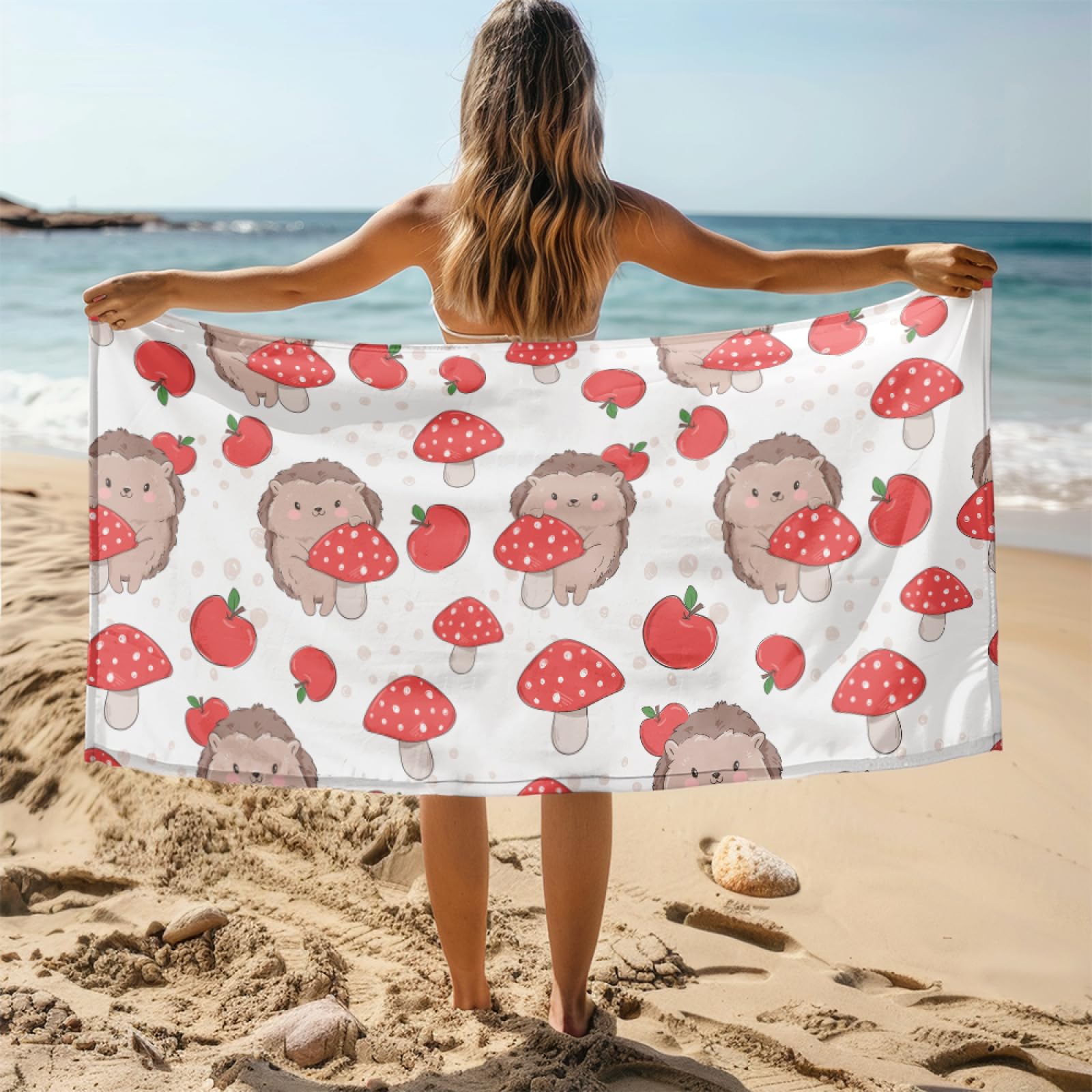 Mikrofaser Handtuch Groß 100X180 Braune Tiere Rote Pflanzen Strandtuch Kompakt Für Reisen Sport Und Strand Schnelltrocknend Als Sauna und Badetuch Groß Fitness Schwimmen