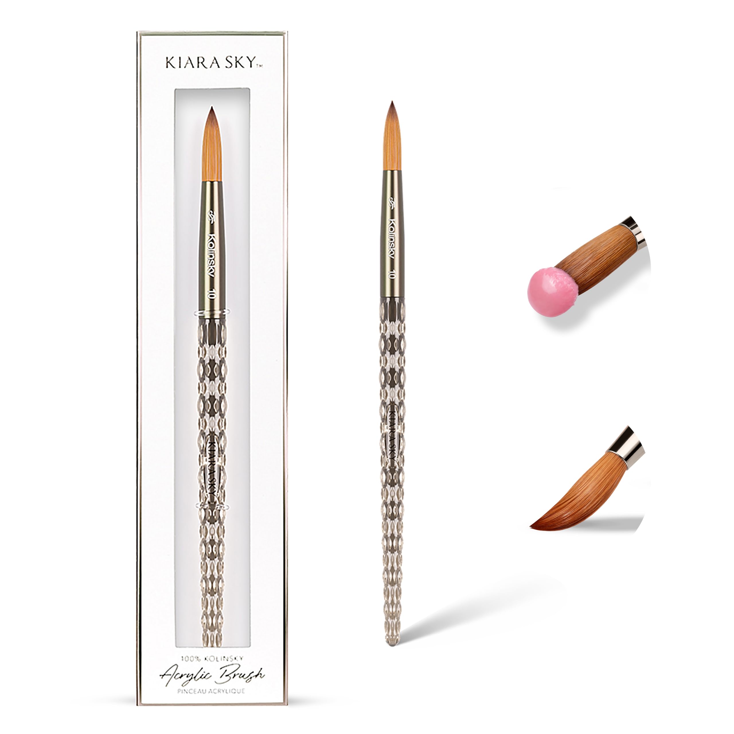 Kiara Sky Kolinsky Acrylic Nail Brush with Crystal Cut Handle