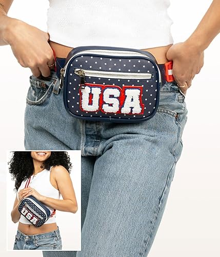 Miniatura 2 de Tipsy Elves American Flag Fanny Packs with Drink Holder - USA Fanny Pack for 4th of July BBQ, Pool Party and Events
