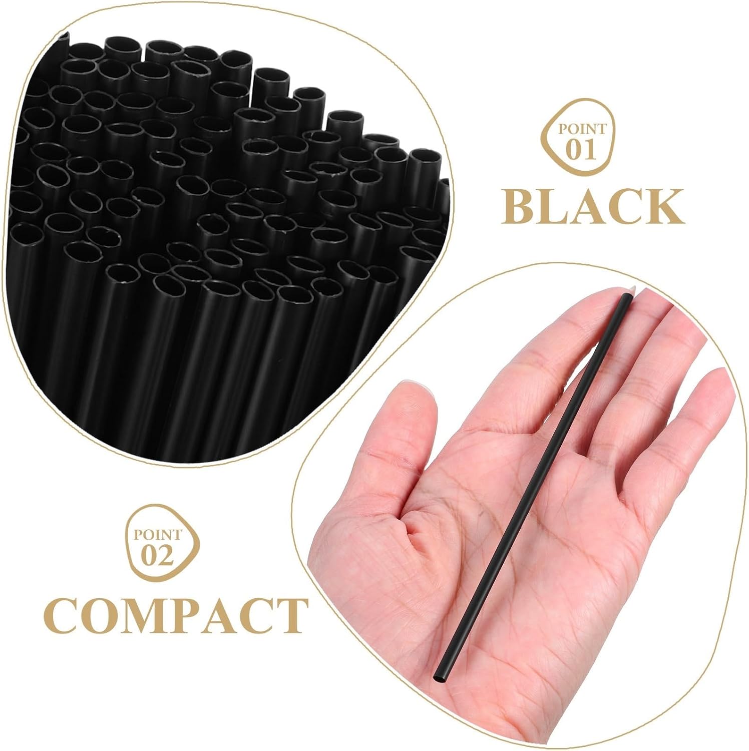 Plastic Straws 2000pcs Black Pp Plastic Straws 0.3Cm 13Cm Straight Disposable Coffee Cocktail Stirrers For Bars Cafes Beverages