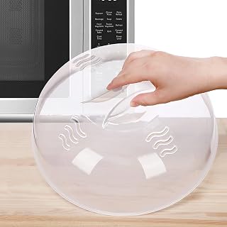 Tusjiain 11.5 Inch Microwave Splatter Cover - BPA-Free Large Dome Lid with Easy Grip Handle & Steam Vents, Dishwasher Safe