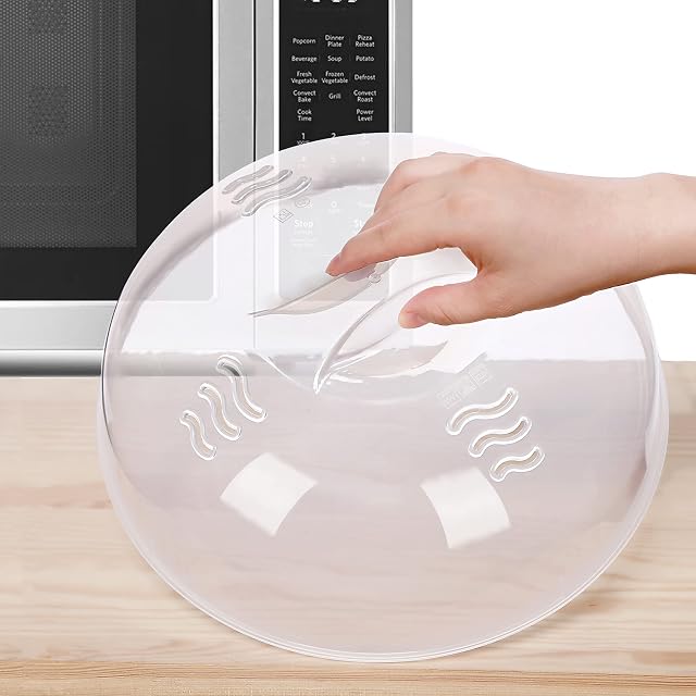 Microwave Cover for Food Large Microwave Plate Food Cover With Easy Grip Handle Microwave Splatter Cover Lid With Steam Vents,11.5 Inch,BPA Free & Dishwasher Safe