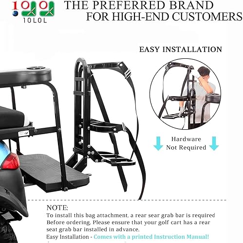 Miniatura 2 de 10L0L Soporte universal para bolsa de asiento trasero para carrito de golf EZGO Yamaha Club Carros de coche, con barra de seguridad trasera