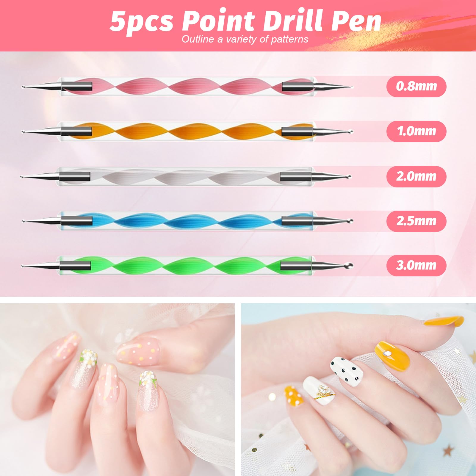 96 Pièces Kit de Nail Art Pinceau,15 Pcs Pinceaux Ongles Nail Art Brosses, 5 Stylos Dotting, 30 Pcs Striping Tape Autocollant, 3 Boîtes Ongles Strass,Nail Art Accessoires Professionnel kit