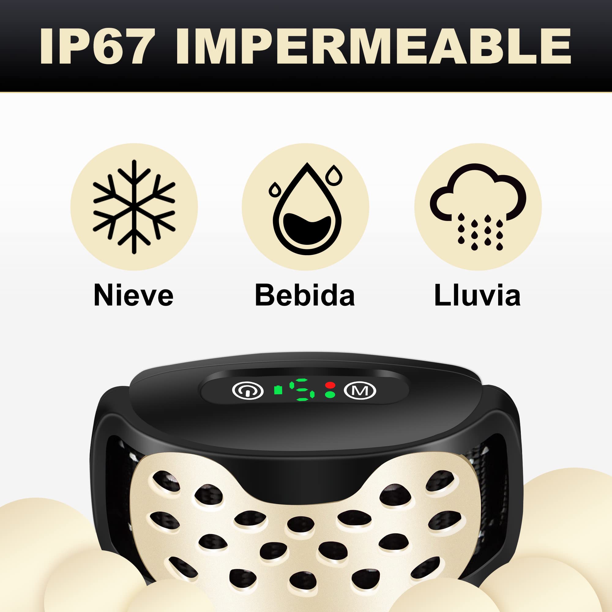 Collar Antiladridos, Collar Antiladridos para Perro Recargable Collar Vibración Perros, Impermeable IP67 para Cachorros y Perros Adultos - Eficaz y Cómodo-Oro