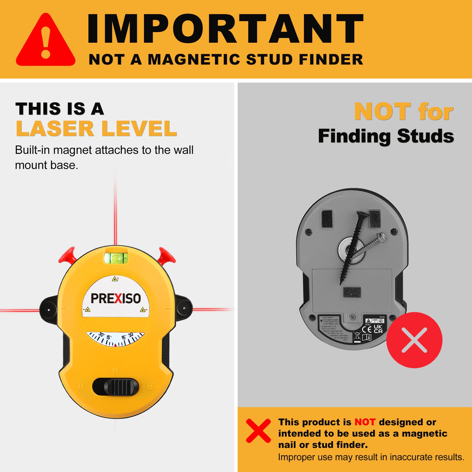 Prexiso Laser Level - Cross Line & LED Light -8