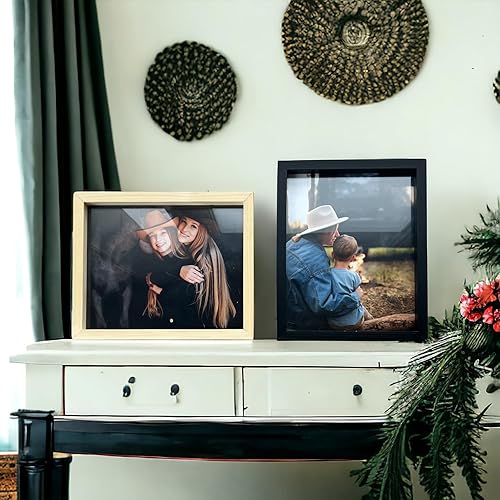 Miniatura 6 de Portarretratos de madera negra de 9 x 12 pulgadas, bordes gruesos de madera maciza rústica natural, marcos de fotos para montaje en pared y mesa