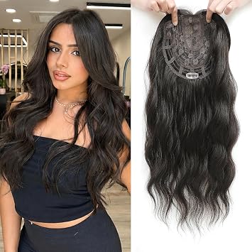 20" Wavy Hair Toppers for Women Add Volume 6.5"x6.5" Base Size Hair Topper Synthetic Hairtoppers for Women with Thinning hair, Wigs & Accessories