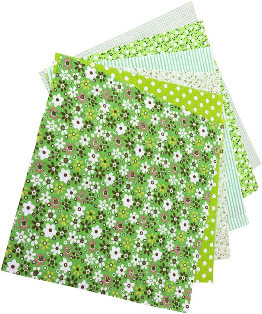 BESPORTBLE6pcs Floral Printed Craft Felt Fabric Sheets Cotton Fabric Squares Quilting Sewing Floral Precut Fabric Square Sheets for DIY Sewing Craft Patchwork 25cm Green