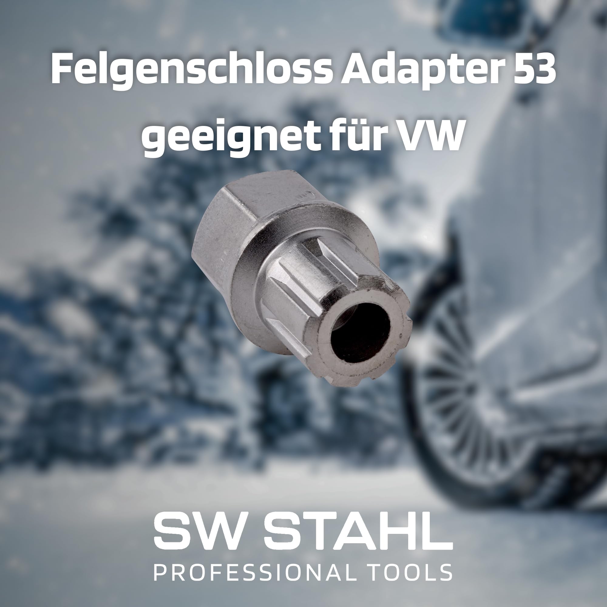 SW-Stahl 02382L-3 Felgenschloss Adapter 53 - Passend für VW Radschrauben | Ersatz-Aufsatz zur Felgensicherung, präzise passend für Volkswagen Modelle, hochwertiger Spezialstahl für Radwechsel