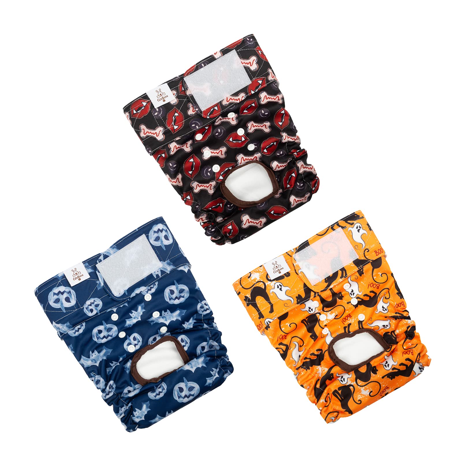 CuteBone Dog Diapers Female Washable Small Medium Large 3 Pack Reusable Doggie Diapers Puppy Period Pants for Doggy Heat Cycle Peeing — image 1