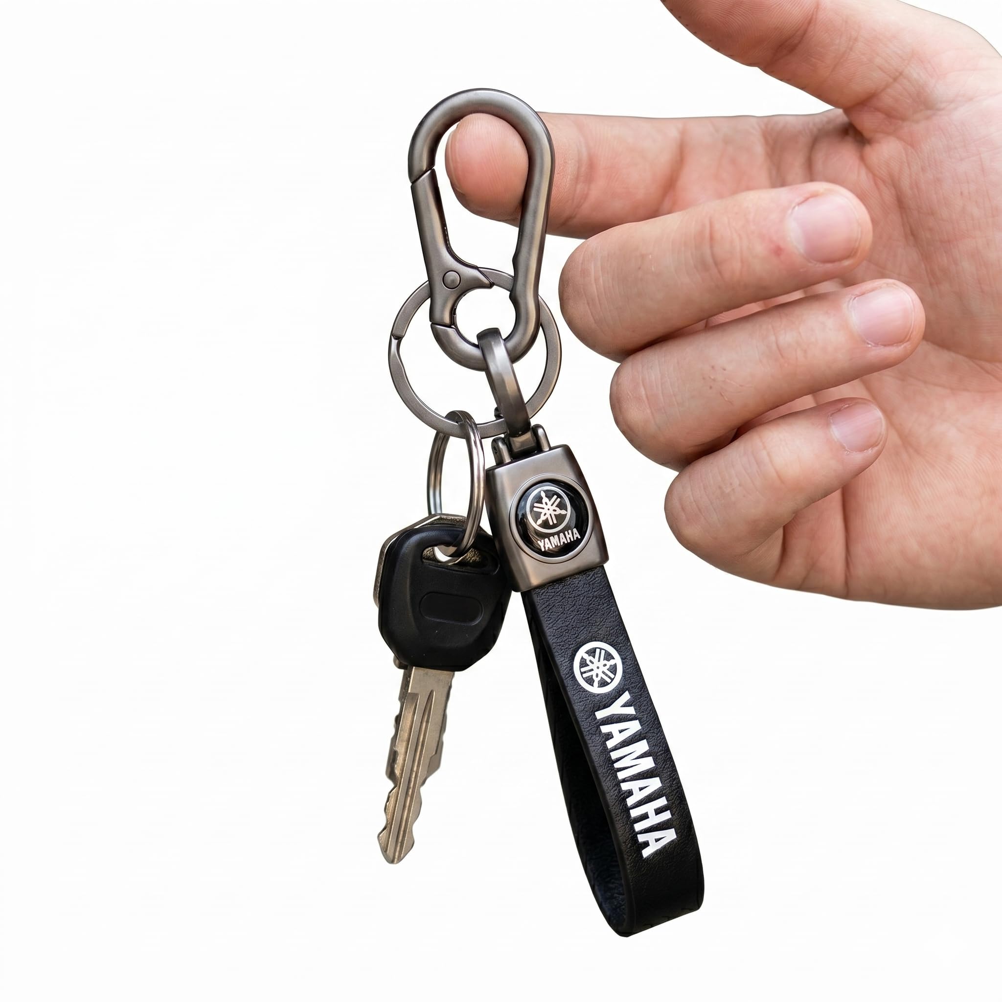 Smart Choiz Bike Keychain with Hook, Black, Leather and Metal