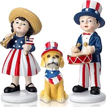 Bucherry Vintage 3 Pcs Patriotic Statue Figurines Decoration Gifts 4th of July Resin Statue Red White Blue 250 Anniversary Figurine for Tray Independence Day Home Mantle Table Shelf Decor
