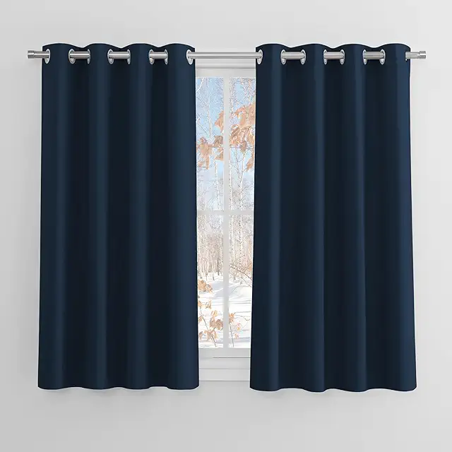 PONY DANCE Isoliergardinen 2er Set - Dunkelblau, blickdicht, 145x140 cm