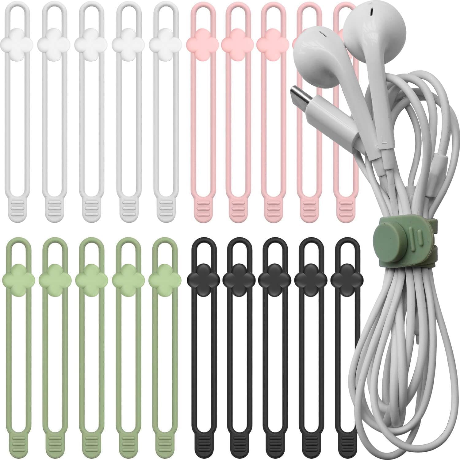 18 Pack Silicone Cable Ties Colored Cable Management Large Wire Ties - View #4