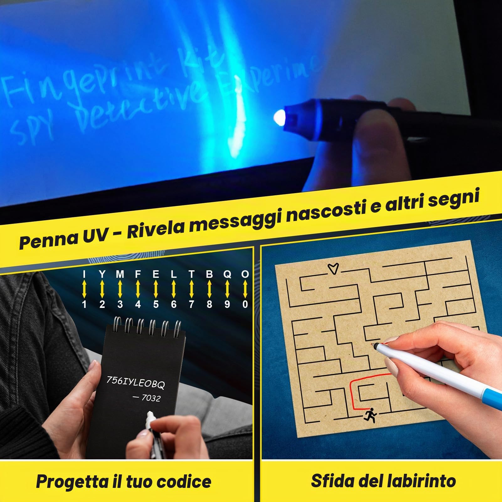 UNGLINGA Set di giocattoli da detective, esperimenti e impronte digitali, gioco di ruolo, occhiali da spionaggio, regalo di compleanno