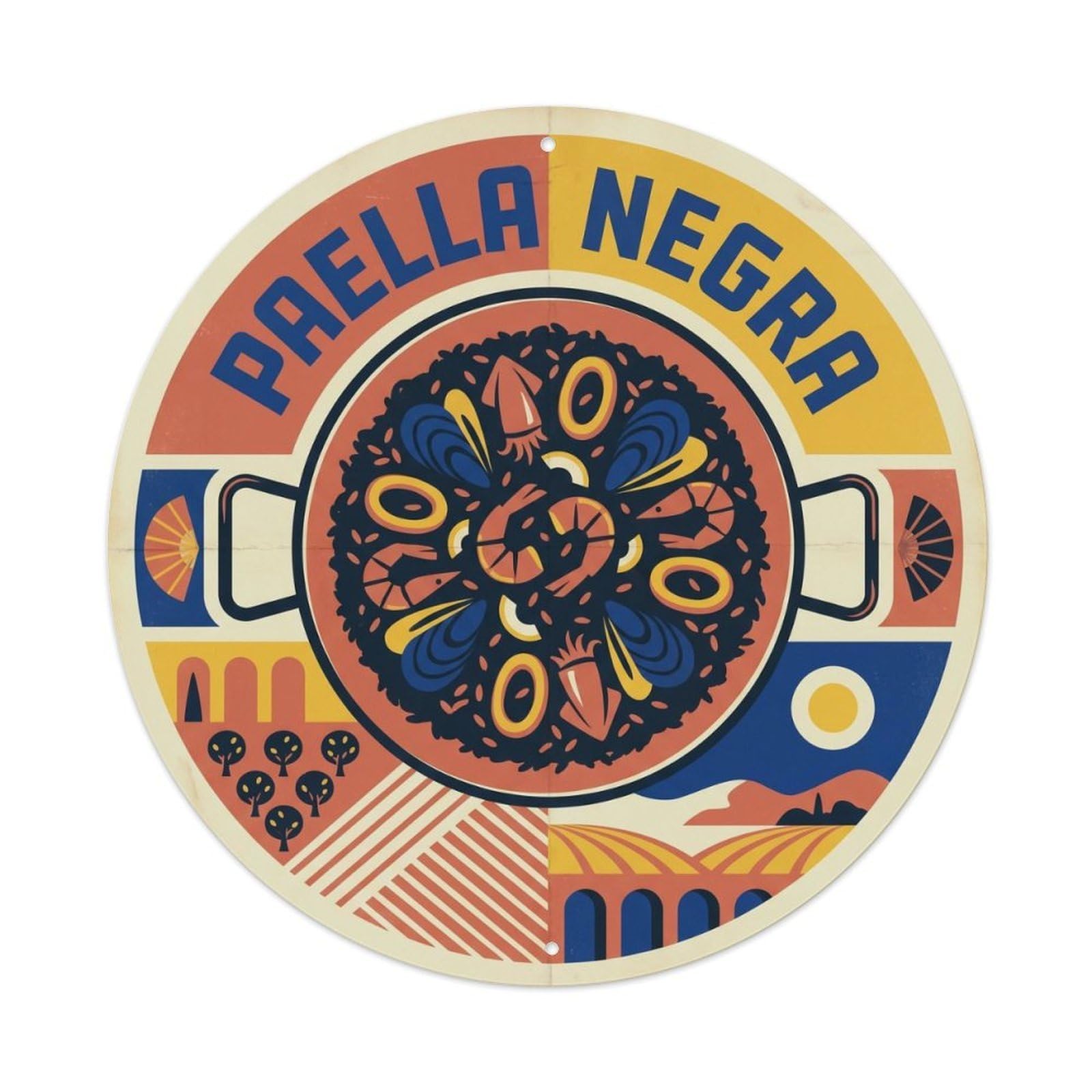 Paella Pan Silkscreen Travel Spanish Food Culture Metal Tin Sign