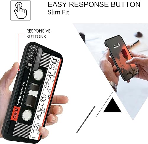 Miniatura 2 de Funda de teléfono para Nokia C210 para Nokia C210 2023 Cassette de audio retro, patrón elegante para mujer, diseño delgado y suave de goma de