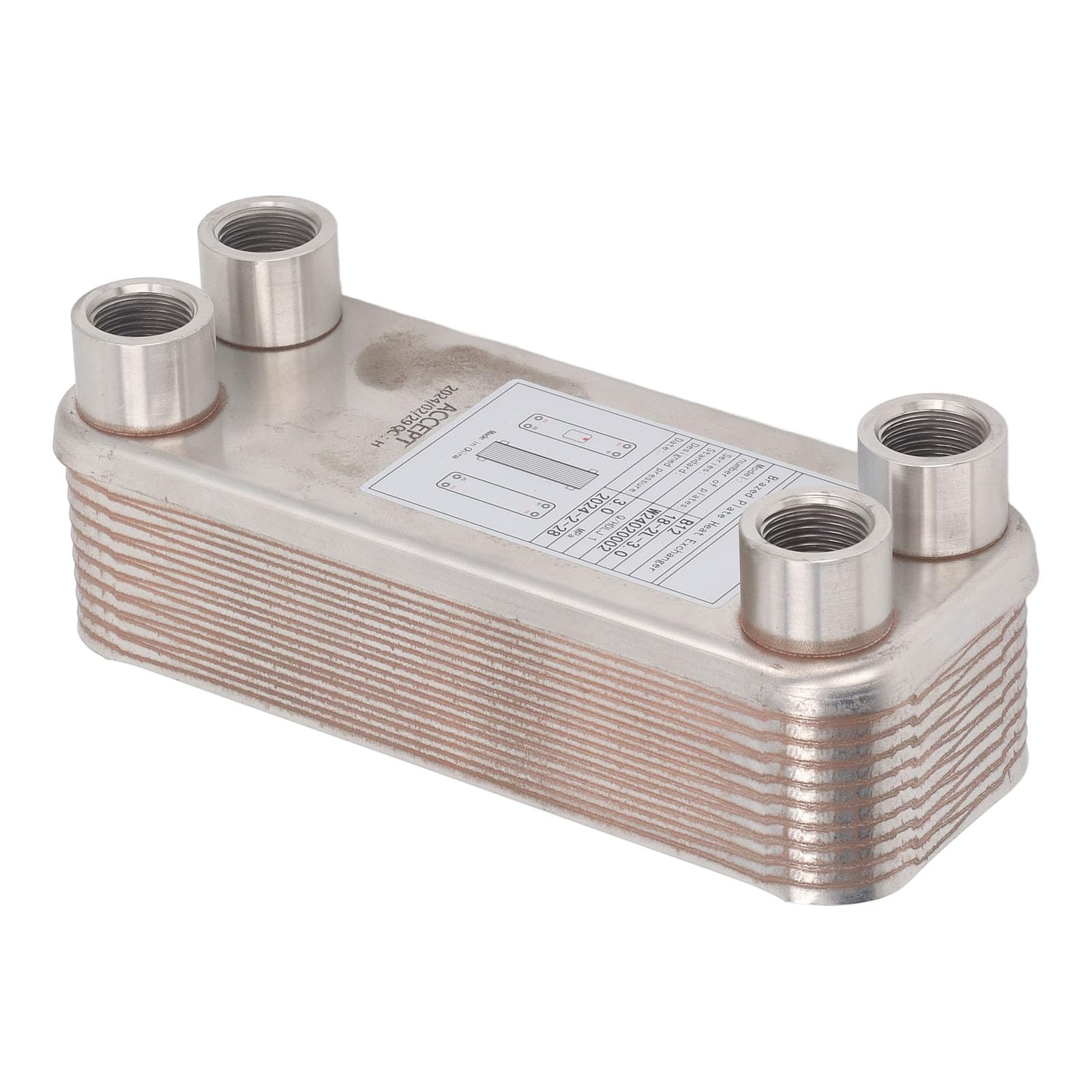 KIMISS Intercambiador de Calor de Placas Soldadas de Aplicación Versátil EATB12 18 2L Intercambiador de Calor Cobre 304 Placa Soldada de Acero Inoxidable Enfriador de Mosto de Cerveza para