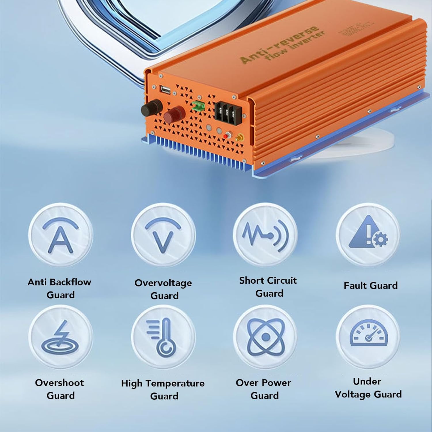 Eujgoov 1200W Grid Tie Inverter, Solar Power Inverter with MPPT, WiFi Monitoring, Anti Backflow for Home PV (120V)