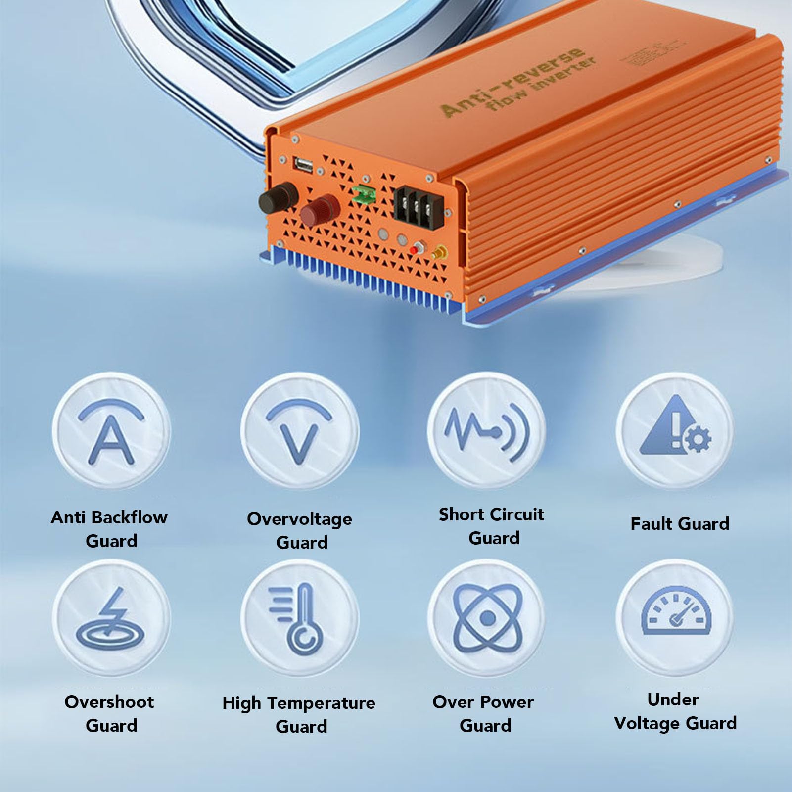 Generic Micro Inverter Intelligente per Collegamento a Rete Solare da 1200 W con Monitoraggio Remoto APP, Design Anti-inversione di Flusso Migliore Efficienza, Perfetto per L'accumulo di Energia