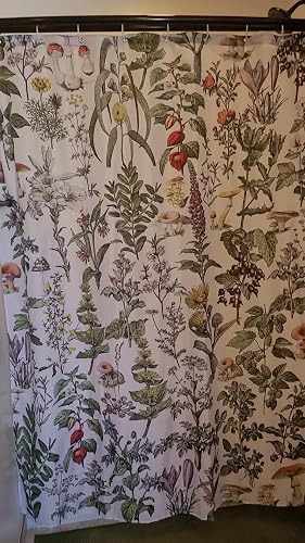 Wathon Vintage Botanical Shower Curtain - 72x72 Inches, Boho Plants & Ferns Print, Waterproof Polyester