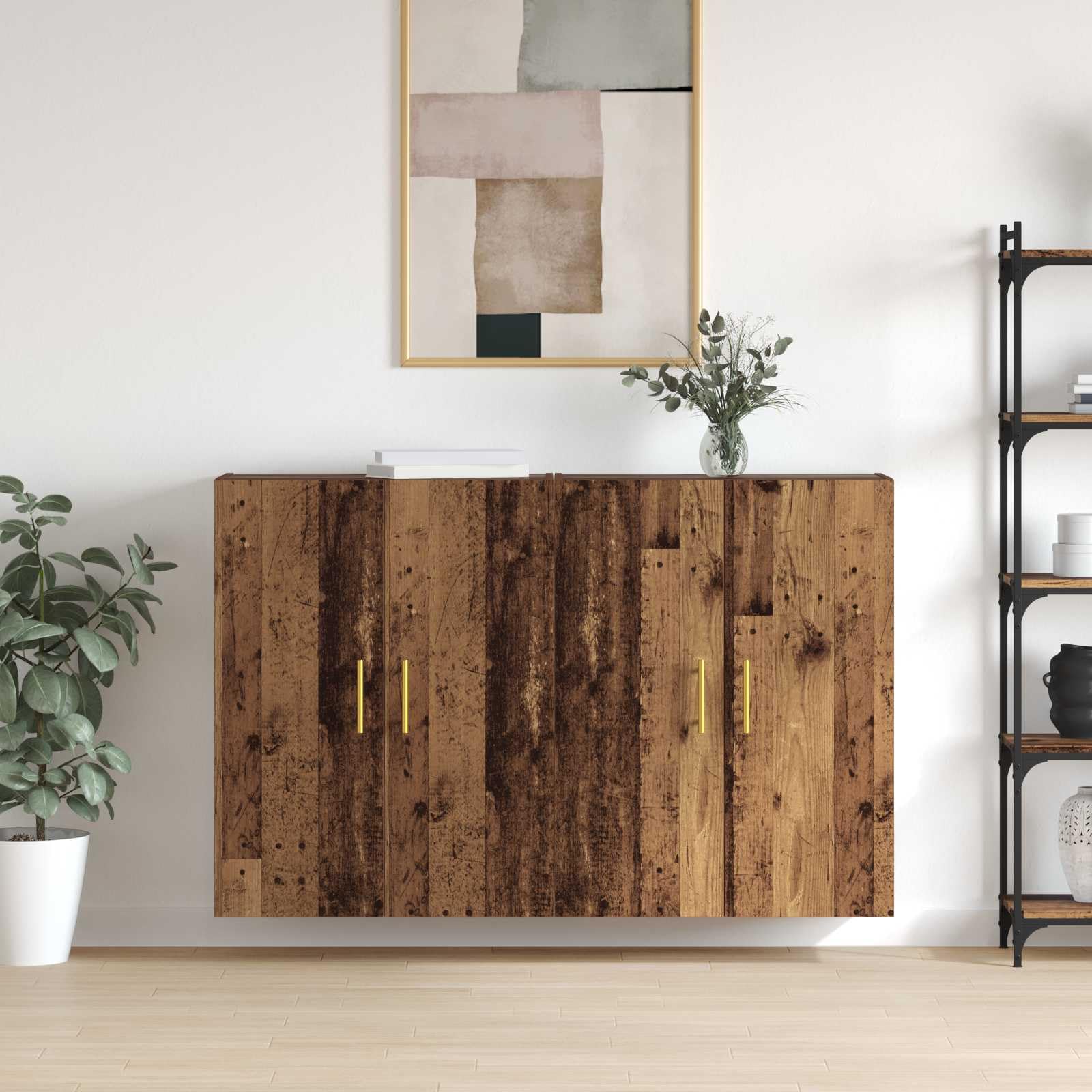 Makastle Armoire Murale 2 pc Bois Ancien 69,5 x 34 x 90 cm