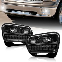 Shocklight LED Fog Lights Compatible with 2009 2010 2011 2012 2013 2014 2015 2016 2017 2018 Dodge Ram 1500 2500 3500, A Pair of Front Bumper Driving Fog Lamps with Clear Lens