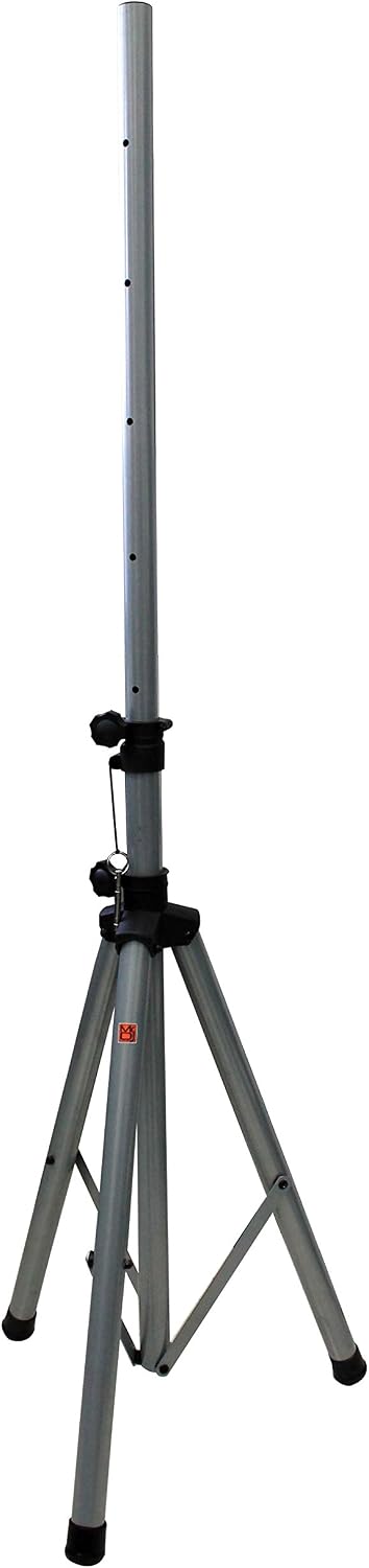 Mr. Dj SS350S Universal Heavy-Duty Pro Silver Folding Tripod DJ PA Home On Stage Speaker Light Stand Adjustable 6.6' Height Stand, 3 Years Manufacturer Warranty