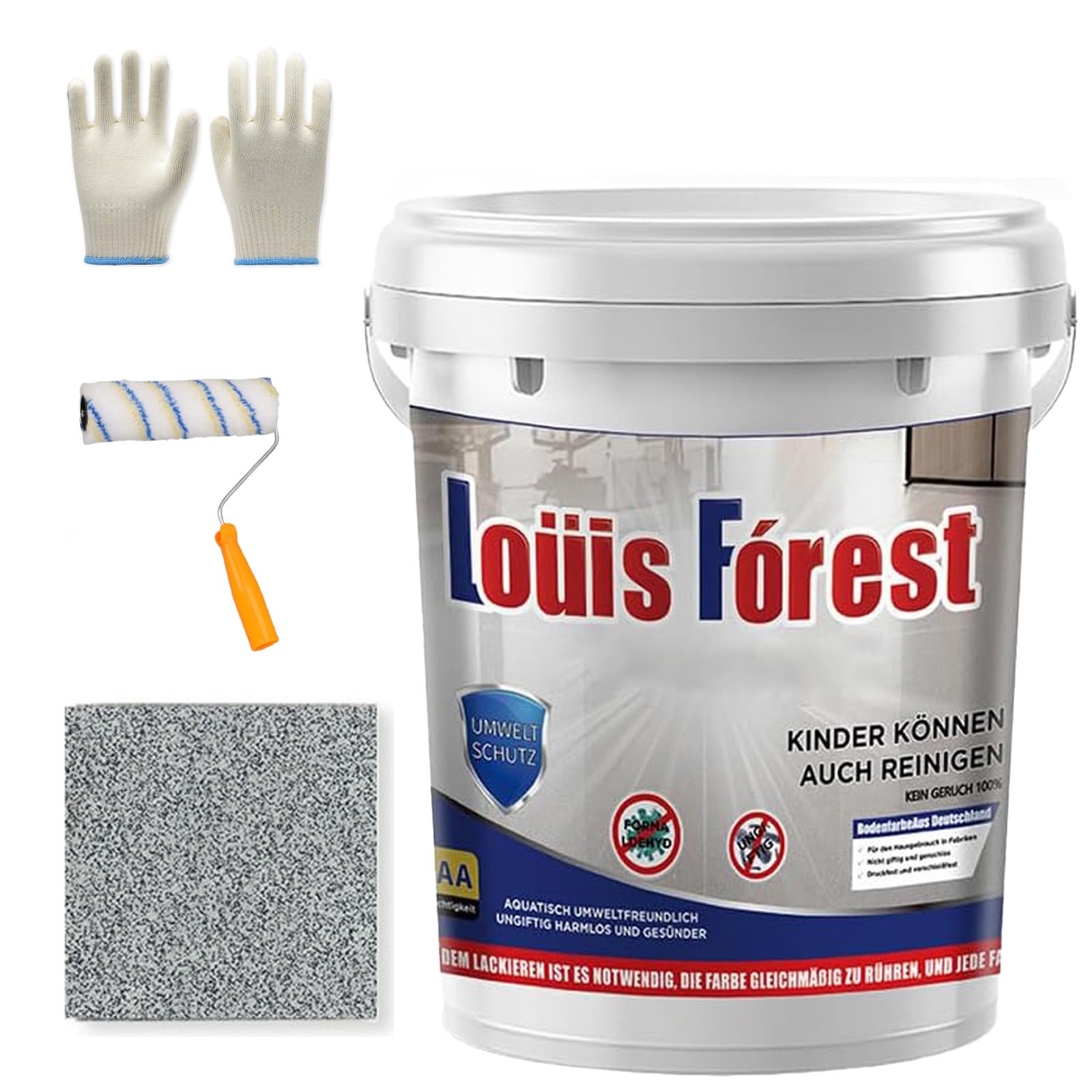 Louis Forest epoksydowa farba do podłóg, epoksydowa farba do podłóg z kolorowym piaskiem, powłoka do podłóg o wysokim połysku z efektem marmuru, wodoodporna i antypoślizgowa powłoka do podłóg