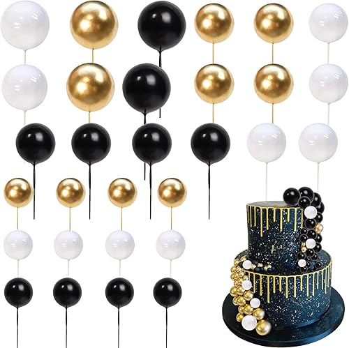 24 PIEZAS Adornos para Pasteles con Forma de Pelota - Adornos para Cupcakes con Forma de Pelota y Mini Globos Decoraciones para Pasteles para Bodas,