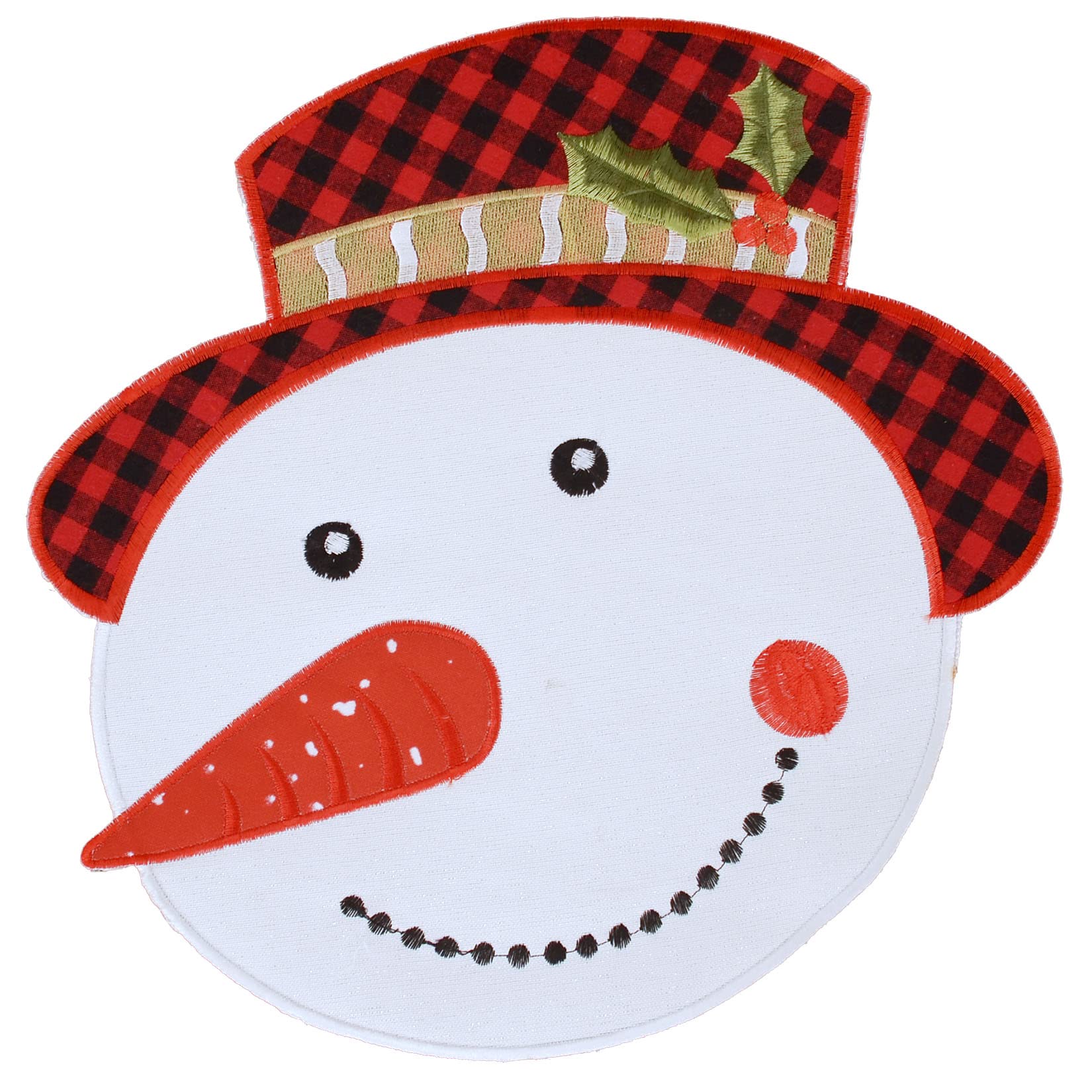 Grelucgo Set of 4 Embroidered Christmas Holiday Table Placemats, Double Thickness (Snowman)