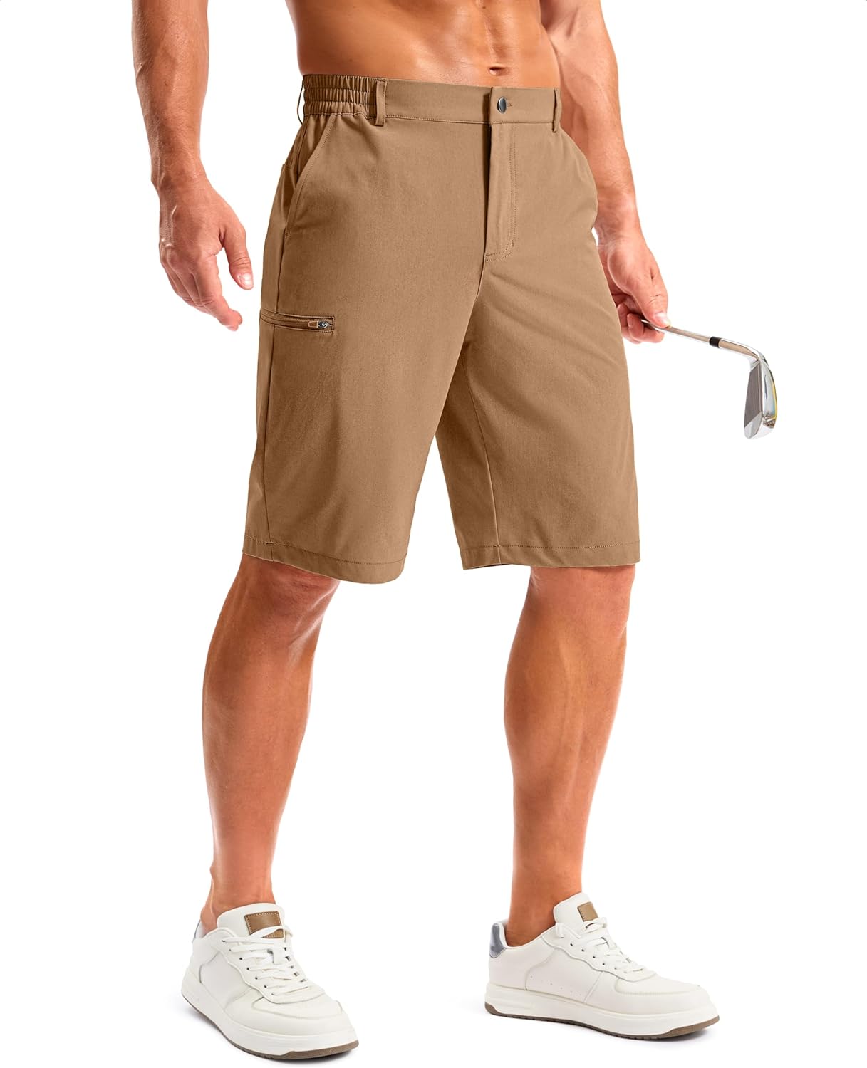 G Gradual Men's Golf Shorts 11" Long with 4 Pockets Lightweight Knee Length Elastic Waist Quick Dry Casual Dress Work Shorts