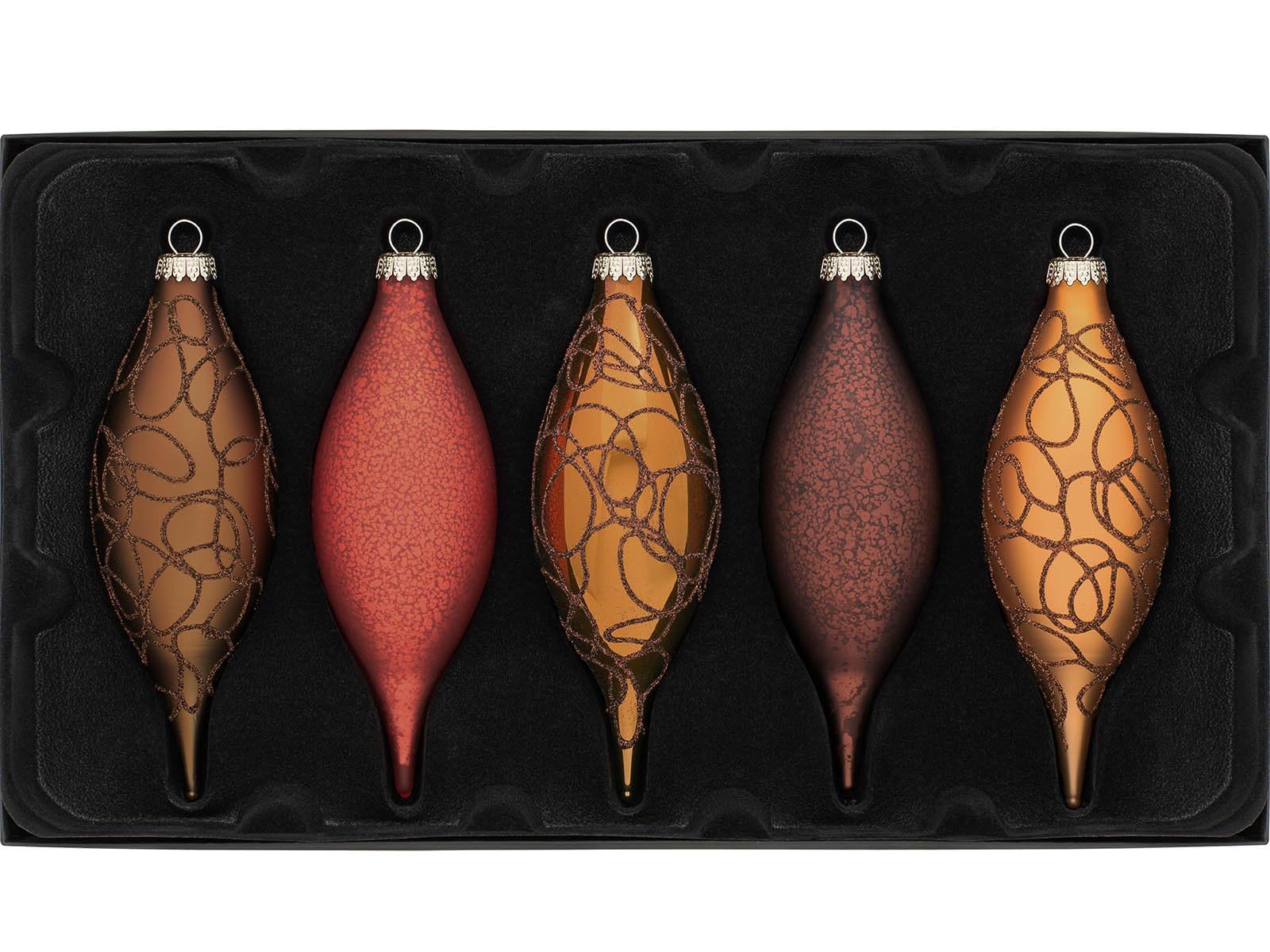 WeRChristmas Glass Christmas Tree Teardrop Baubles, Copper, 15 cm, WRC-9644