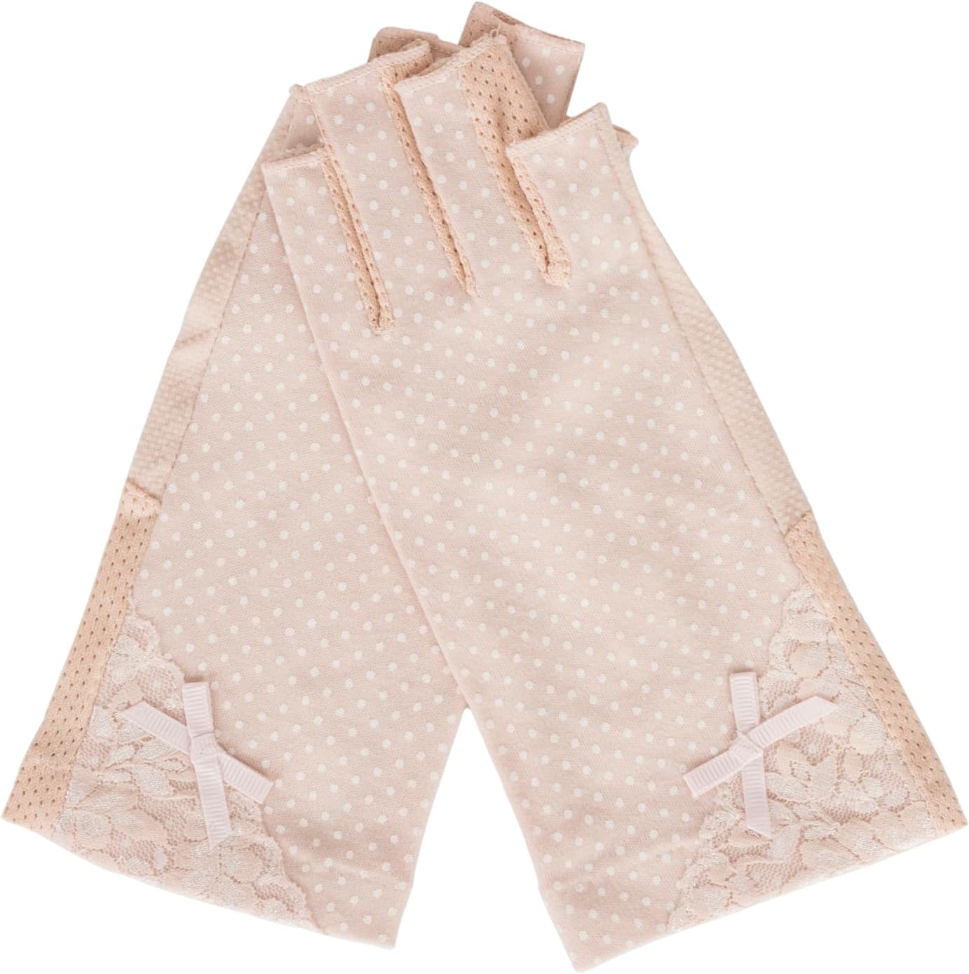 Women Pink Driving Ice-Silk Gloves Sun-UV-Protection Fingerless for Outdoor