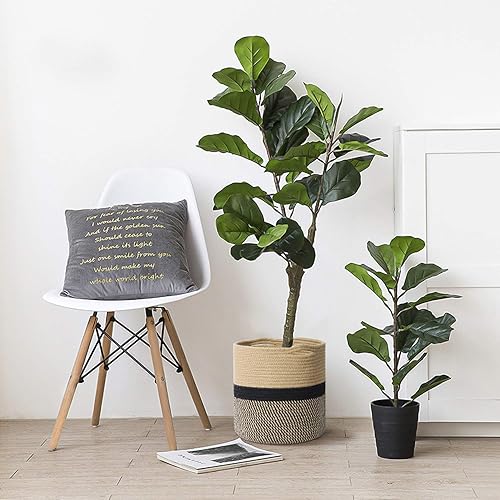Miniatura 24 de TIMEYARD – Cesta para plantas de cuerda de yute, cesta tejida grande moderna para macetas de 11'' para jardineras interiores, cesta de Yute Mixto