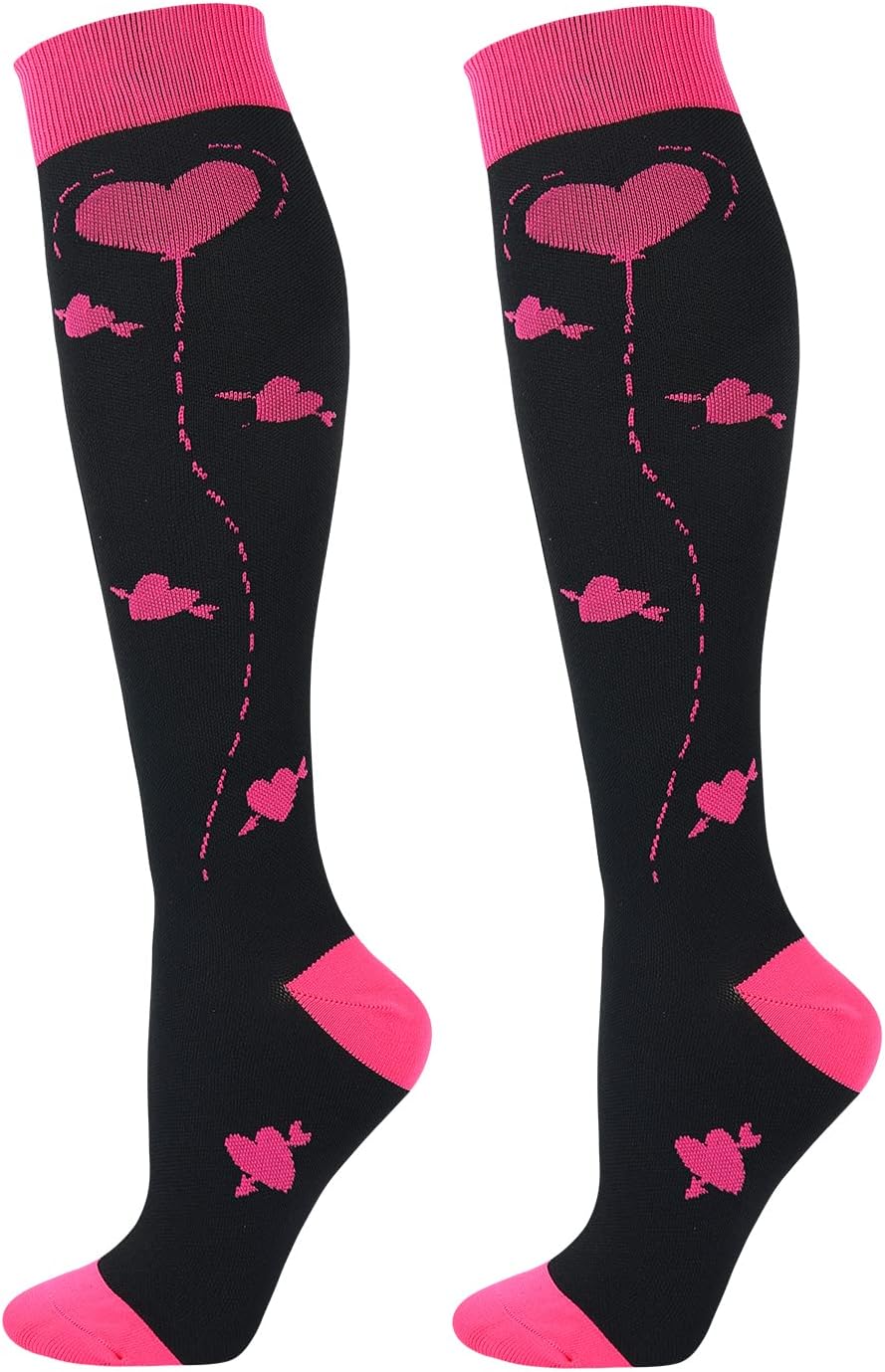 Junely Compression Socks for Women Knee High Festival for Running Athletic Nurses Pregnant Women Work Support Travel Flight