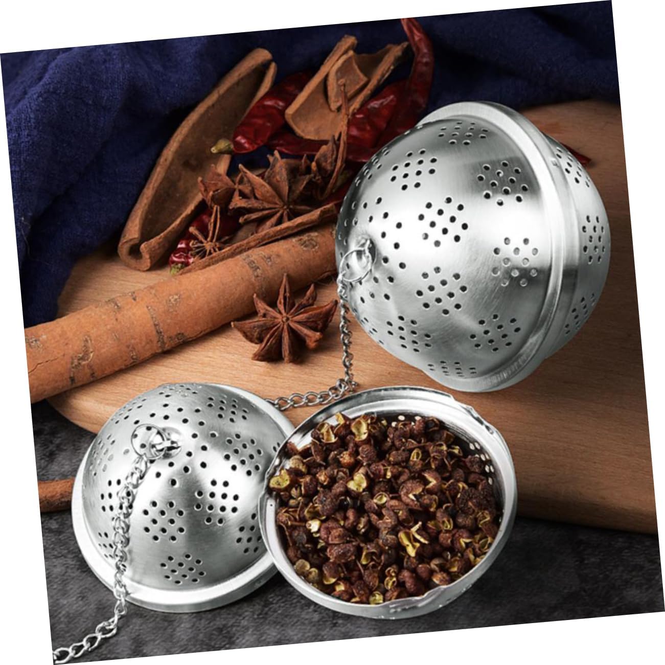 Tea Infuser, Spice Filter Ball Loose Leaf Tea Steeper Cooking Infuser Metal Seasoning Strainer Tea Infuser Basket Large Fine Mesh Strainer Tea Ball Strainer