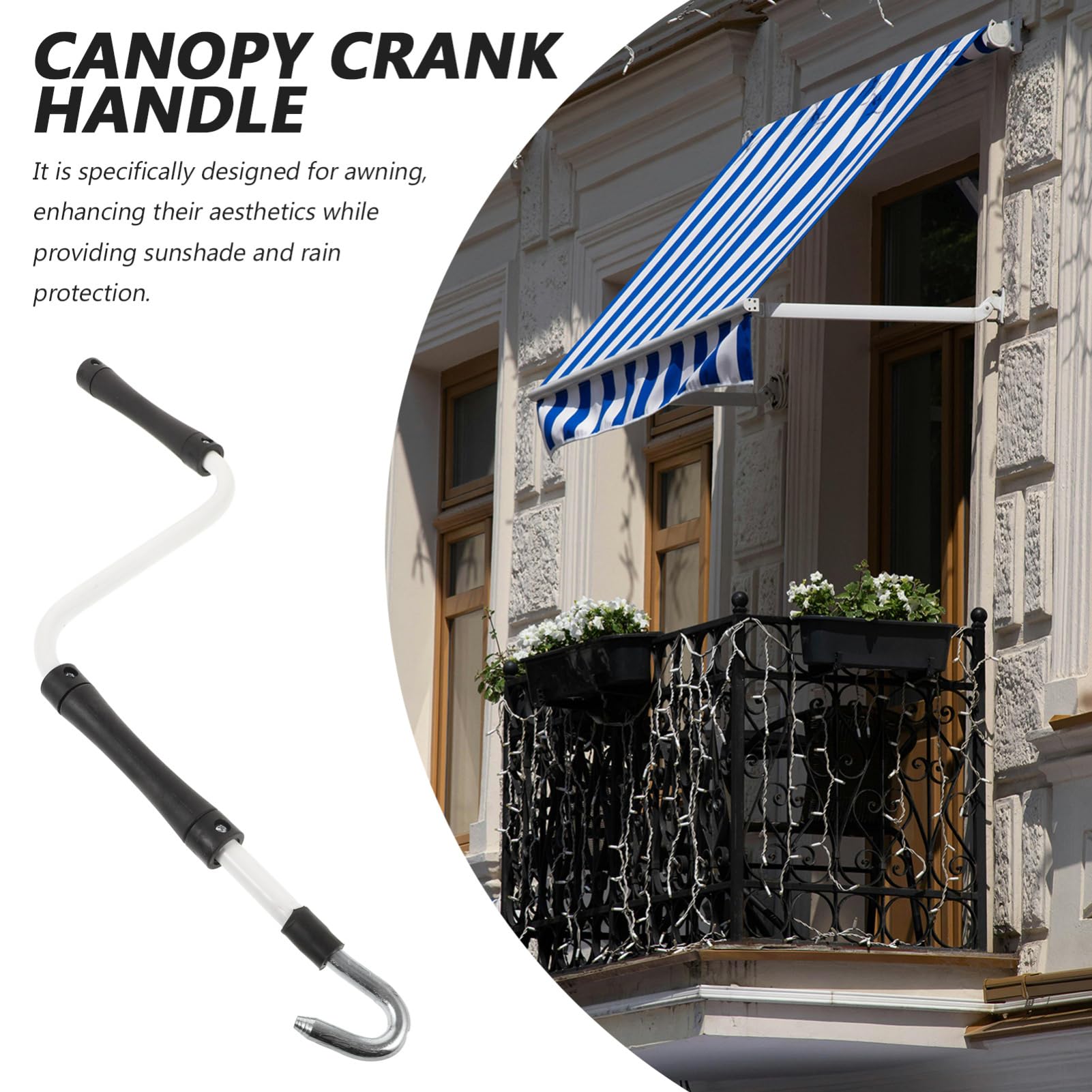 Toddmomy Manivelle pour Store Banne 55X22X2.5 Cm Accessoire De Contrôle Manuel pour Auvent Extérieur Protection Contre Soleil Et Pluie