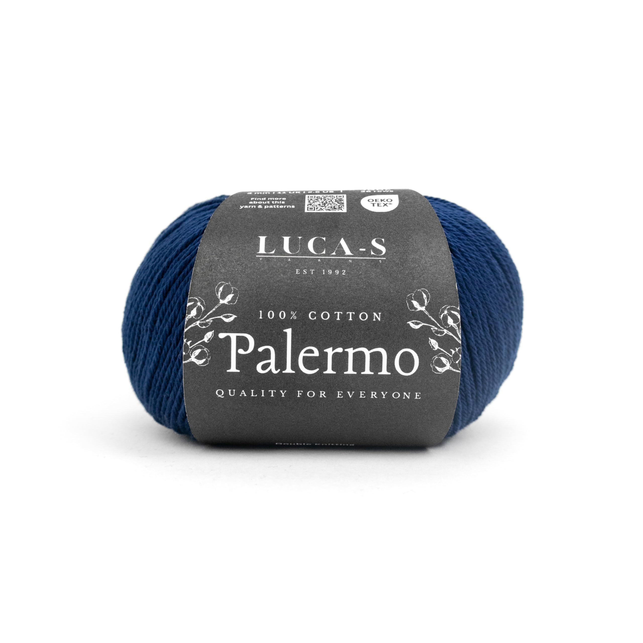 Luca-S Palermo 100% Mercerised Cotton Yarn, Oeko-Tex Certified Giza Cotton, 50g (1.8oz) 125m (136 Yards) - Knitting and Crochet Cotton Yarn, Durable Amigurumi & Baby Project Cotton