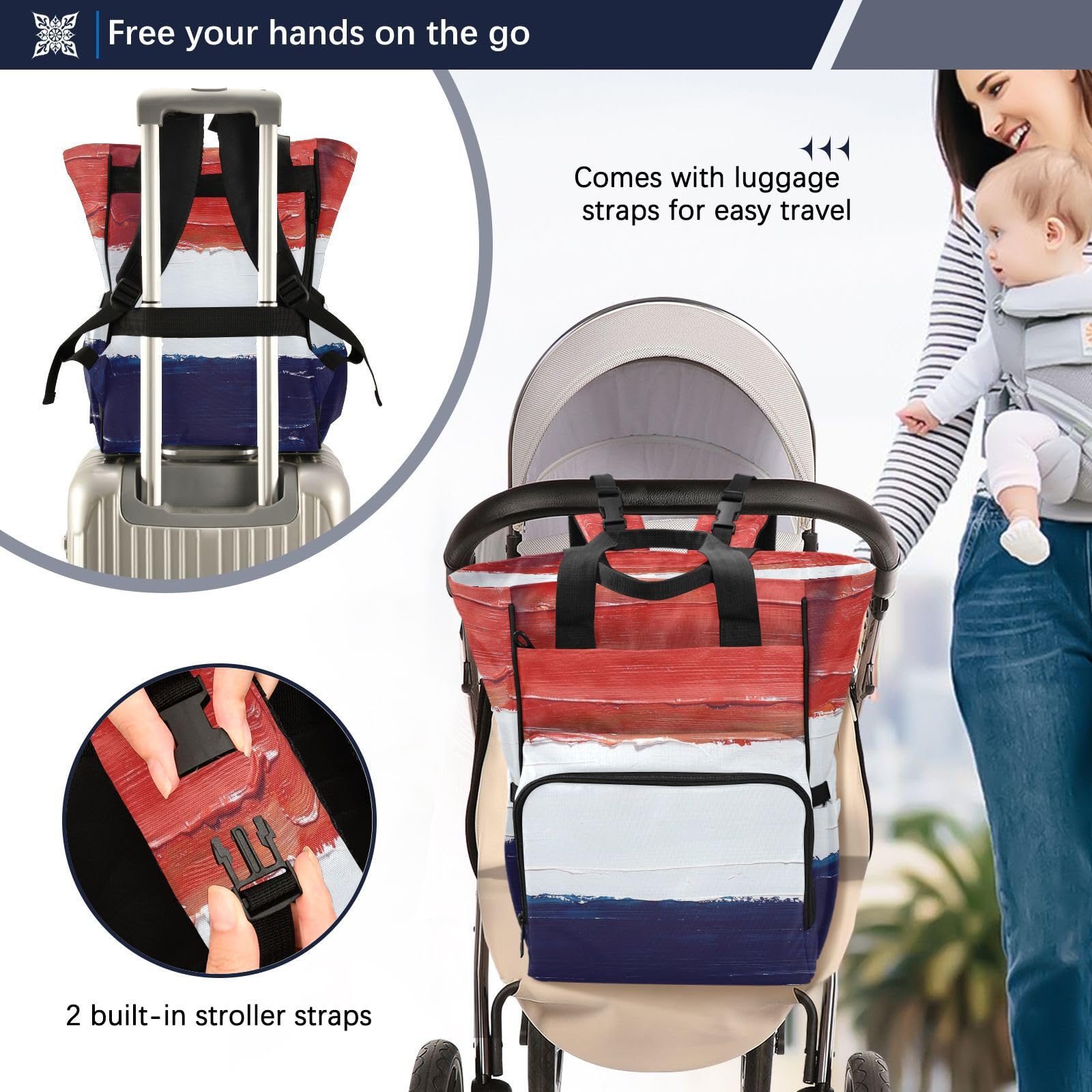 GuoChe Dobby - Mochila para pañales de nailon con múltiples bolsillos