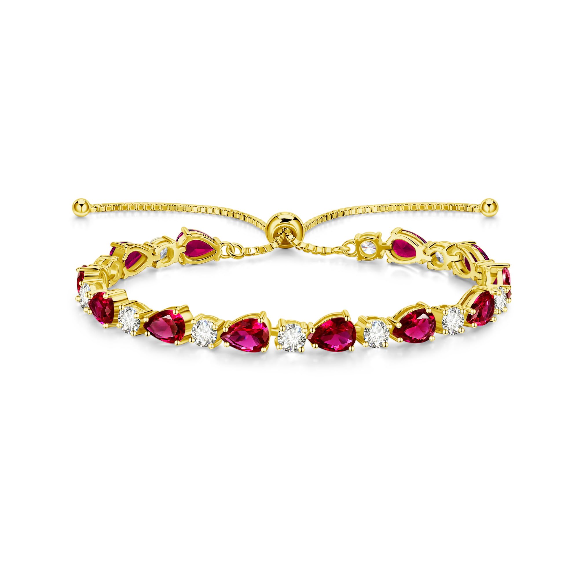 FANCIME 14K Gold Plated Silver Bolo Adjustable Tennis Bracelet for Women
