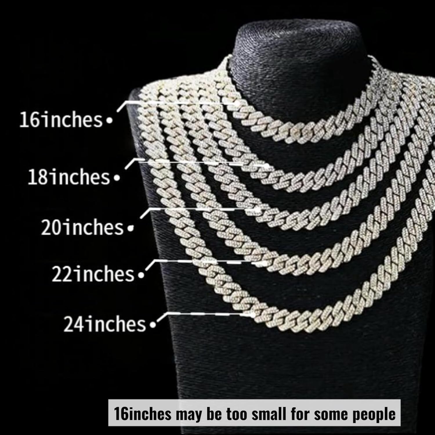 Mens Cuban Link Chain Iced Out Miami Cuban Necklace Silver/Gold/Rose Gold Bling Diamond Chains Hip Hop Jewelry Gift for Men Women 16-24inches - Image 6