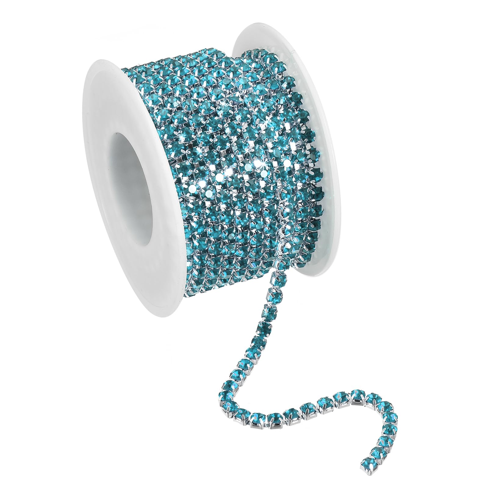 Cadena de garras con diamantes de imitación de 4 mm azul y plata para costura