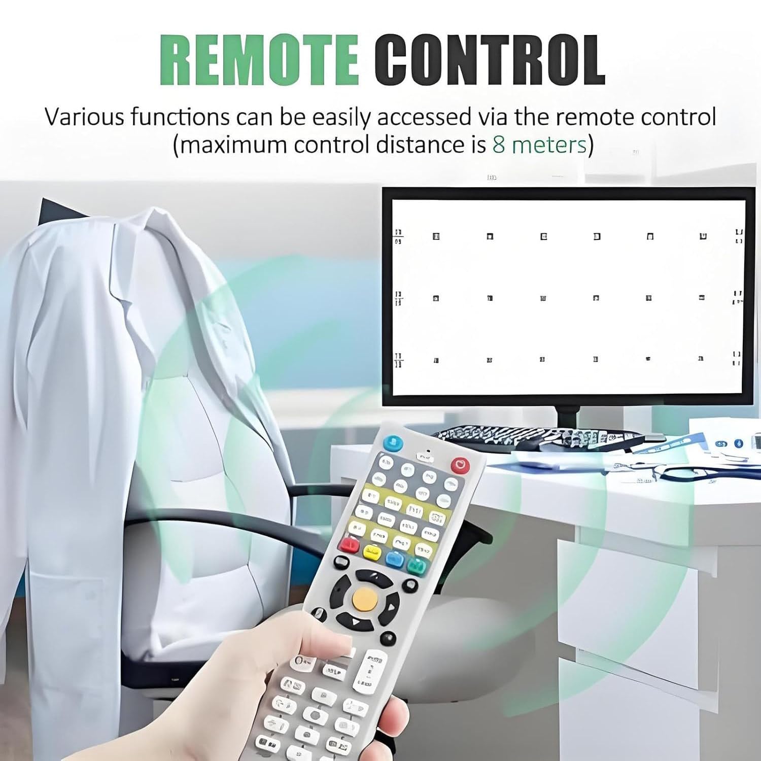 Digitale Sehschärfentafel, 18,5/21,5 Zoll LCD-Bildschirm, elektronische optische Sehtafel mit Fernbedienung, Mehreren Sehzielen, Sehtester, Einstellbarer Messabstand (1-6 m) 18.5in