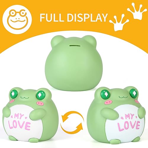 Miniatura 2 de H&W Banco de dinero de rana, alcancía de rana inastillable, primer banco de monedas, el mejor cumpleaños de Navidad para niños y niñas, decoración