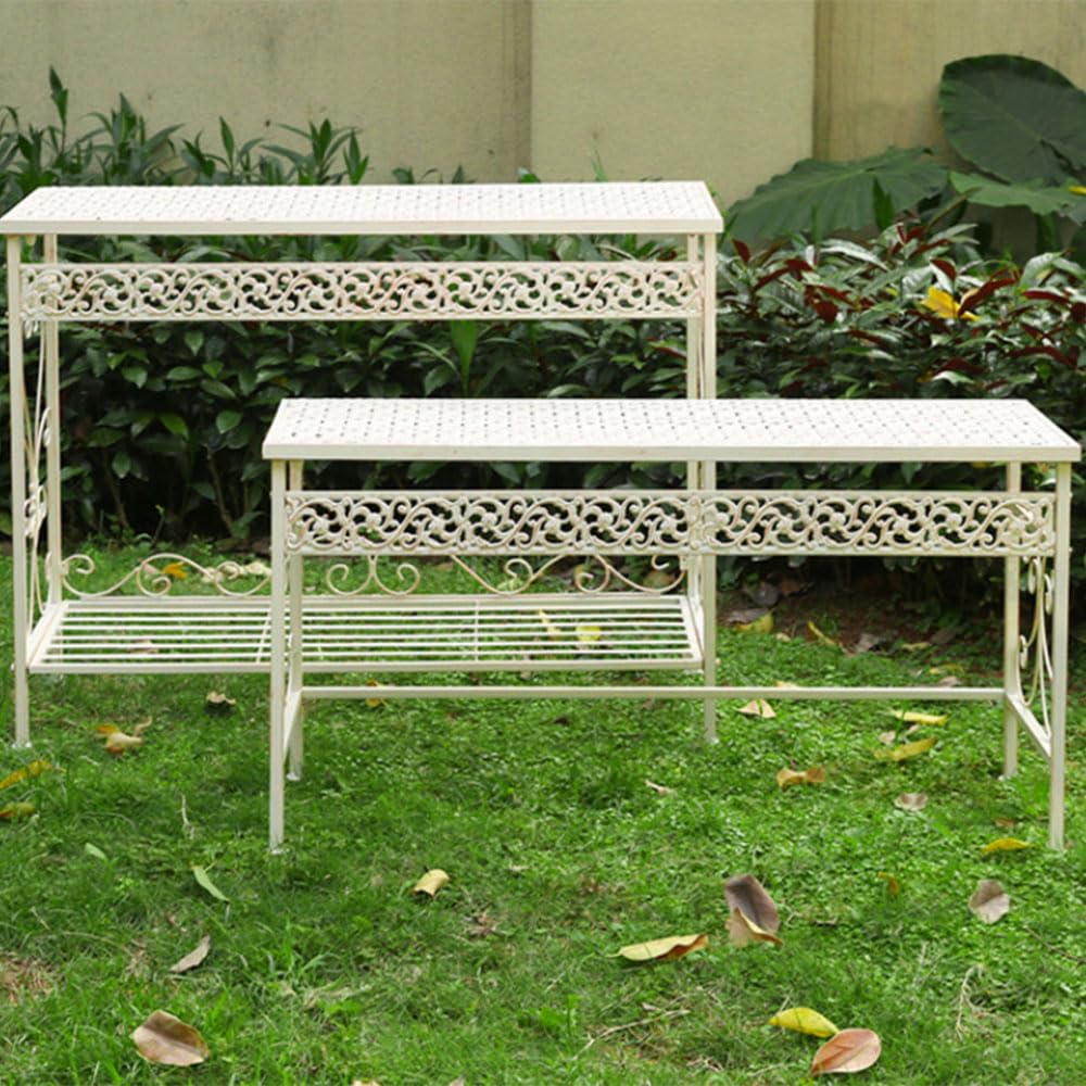 Stojak na kwiaty w stylu francuskim, metalowa półka na rośliny, duży stojak na kwiaty z wieloma doniczkami, stojak na rośliny vintage, stabilna półka ekspozycyjna na rośliny, narożnik, balkon, do